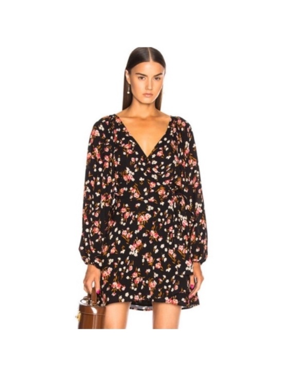 A.L.C. Dresses & Skirts - A.L.C. Black Floral Long-Sleeve Tie-Waist Mini Dress WORN ON TV